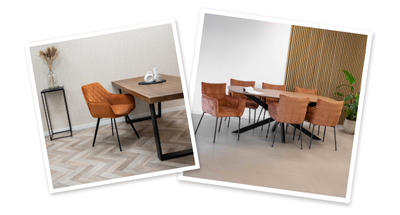 Orange dining chairs