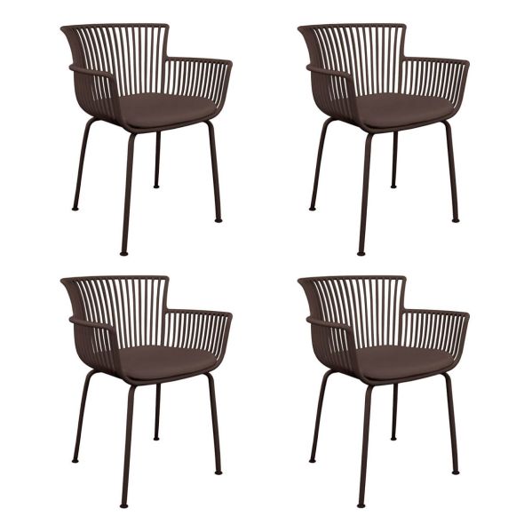 Set of 4 Kick Otis Garden Chair - Brown