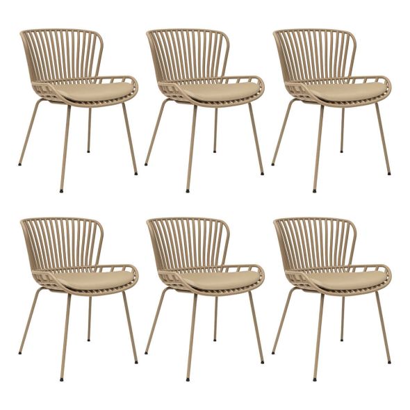 Set of 6 Kick Garden Chair Lot - Beige