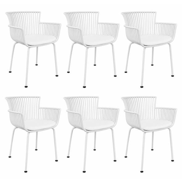 Set of 6 Kick Otis Garden Chair - White