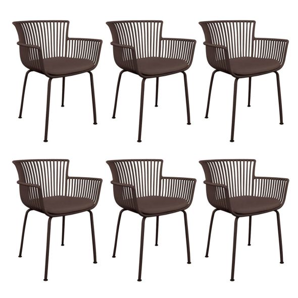 Set of 6 Kick Otis Garden Chair - Brown