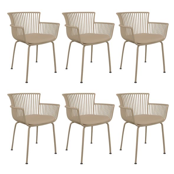 Set of 6 Kick Otis Garden Chair - Beige