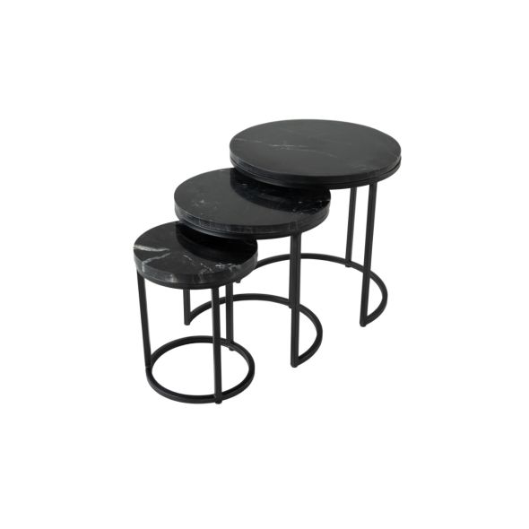 Kick coffee table set Marble - set of 3 - Black