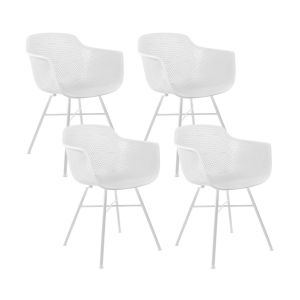 Set of 4 KICK INDY Garden Chair - White frame - White