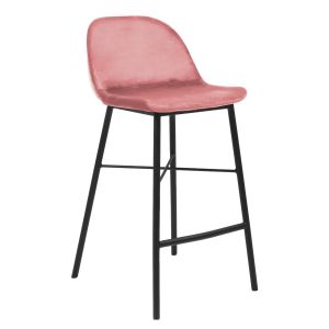 KICK JEFF Bar Stool - Velvet - Pink