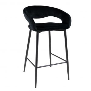 Kick bar stool Lenn - Velvet - Black