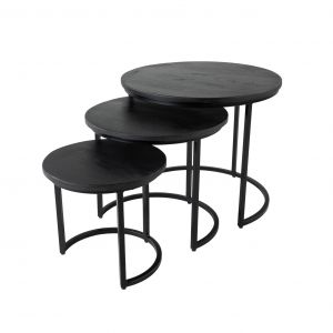 Kick bijzettafel set van 3 Hugo - Zwart