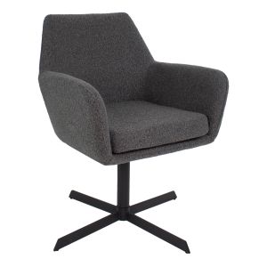 Kick dining chair Viktor Boucle - Dark Grey