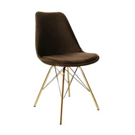 Kick Velvet Bucket Chair Coffee - Gold Frame - Coffee brown