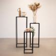Kick action set of 3 plant stands - Black