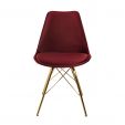 KICK Velvet Bucket Chair Red - Gold Frame - Red