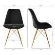 KICK Velvet Bucket Chair Black - Gold Frame - Black