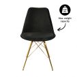 KICK Velvet Bucket Chair Black - Gold Frame - Black