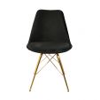 KICK Velvet Bucket Chair Black - Gold Frame - Black