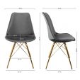 KICK Velvet Bucket Chair Dark Grey - Gold Frame - Dark Grey