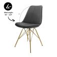 KICK Velvet Bucket Chair Dark Grey - Gold Frame - Dark Grey