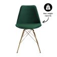 KICK Velvet Bucket Chair Dark Green - Gold Frame - Dark Green
