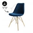 KICK Velvet Bucket Chair Dark Blue - Gold Frame - Dark Blue