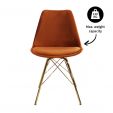 KICK Velvet Bucket Chair Orange- Gold Frame - Orange