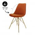 KICK Velvet Bucket Chair Orange- Gold Frame - Orange