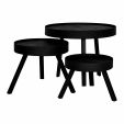 Kick coffee table Job set of 3 round - Black