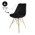 KICK Velvet Bucket Chair Black - Gold Frame - Black