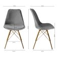 KICK Velvet Bucket Chair Grey - Gold Frame - Grey