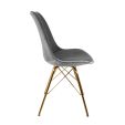KICK Velvet Bucket Chair Grey - Gold Frame - Grey