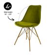 KICK Velvet Bucket Chair Green - Gold Frame - Green