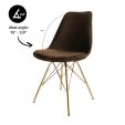 Kick Velvet Bucket Chair Coffee - Gold Frame - Coffee brown
