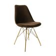 Kick Velvet Bucket Chair Coffee - Gold Frame - Coffee brown