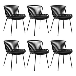 Set of 6 Kick Garden Chair Lot - Black