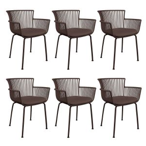 Set of 6 Kick Otis Garden Chair - Brown