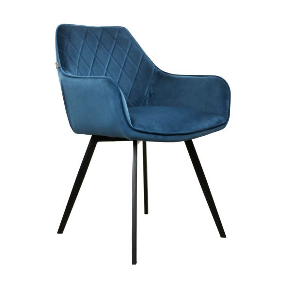 KICK KARL Velvet Dining Chair - Dark Blue