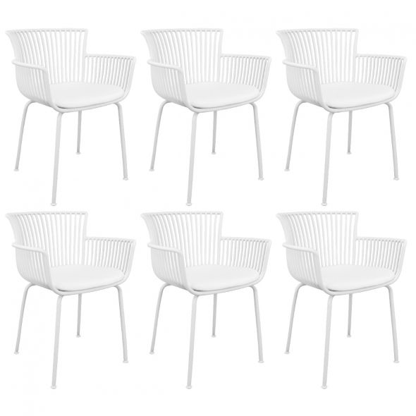 Set of 6 Kick Otis Garden Chair - White