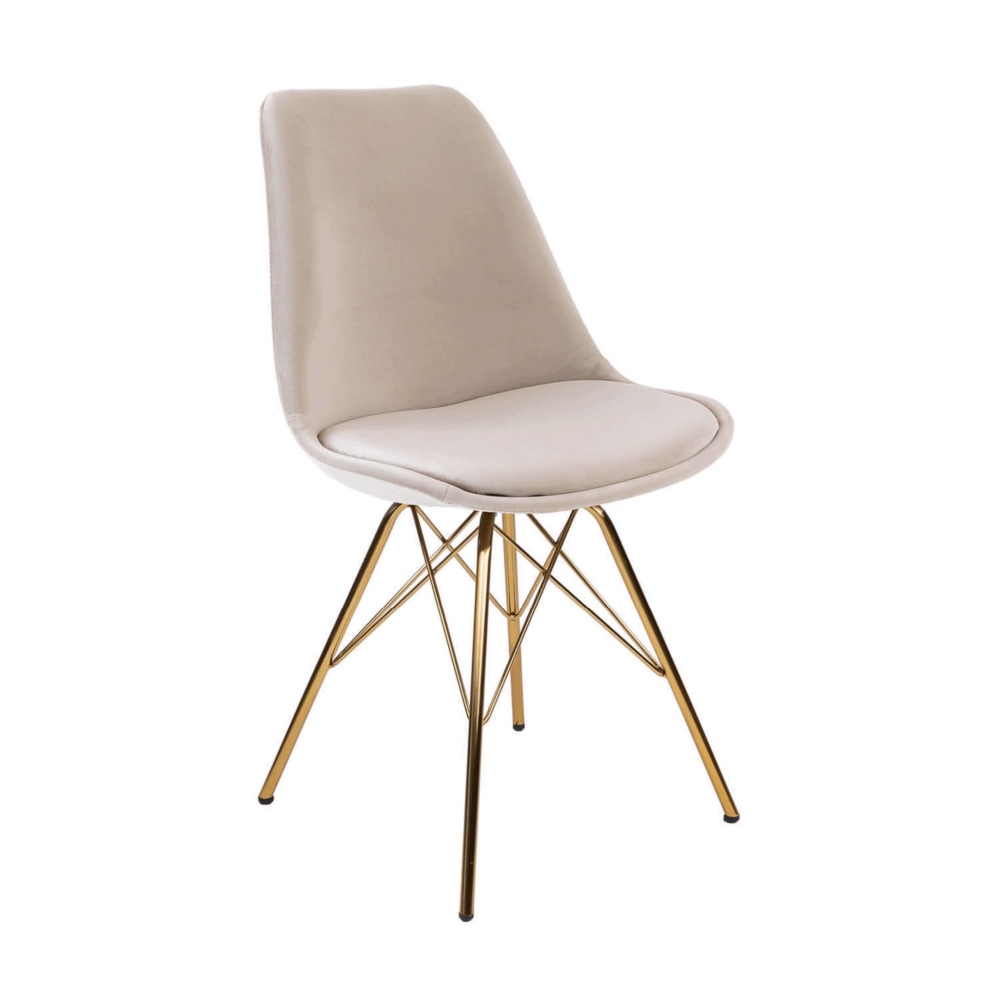 KICK Velvet Bucket Chair Champagne Gold Frame Champagne