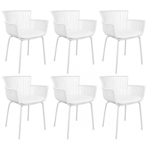 Set of 6 Kick Otis Garden Chair - White