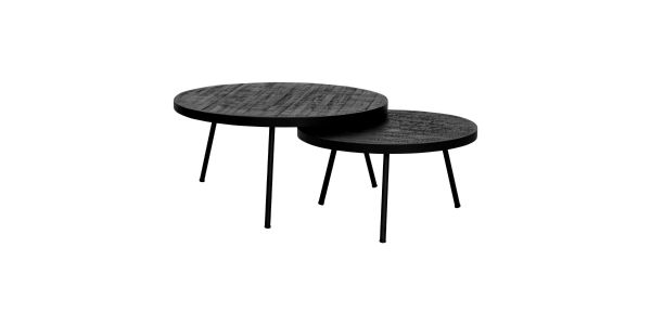 Kick coffee table Jur set of 2 round - Black
