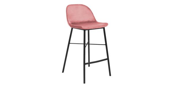 KICK JEFF Bar Stool - Velvet - Pink