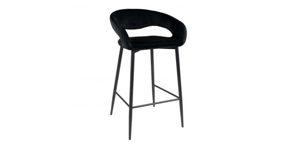 Kick bar stool Lenn - Velvet - Black