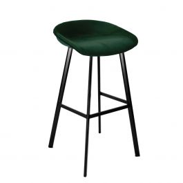 KICK FINN Bar Stool Low - Velvet - Dark Green