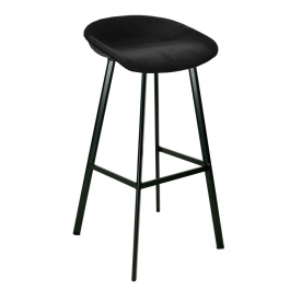 KICK FINN Bar Stool High - Velvet - Black