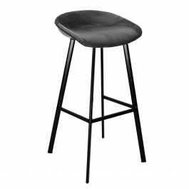 KICK FINN Bar Stool High - Velvet - Dark Grey