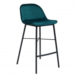 KICK JEFF Bar Stool - Velvet - Blue