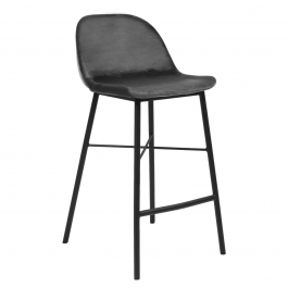 KICK JEFF Bar Stool - Velvet - Dark Grey