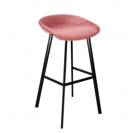 KICK FINN Bar Stool Low - Velvet - Pink