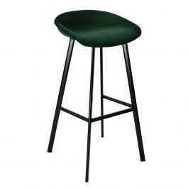 KICK FINN Bar Stool High - Velvet - Dark Green