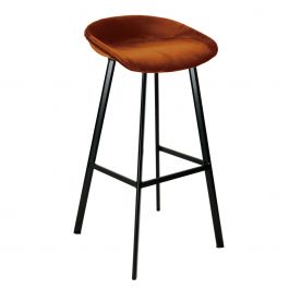 KICK FINN Bar Stool High - Velvet - Orange