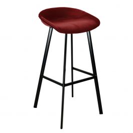 KICK FINN Bar Stool High - Velvet - Red