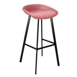 KICK FINN Bar Stool High - Velvet - Pink